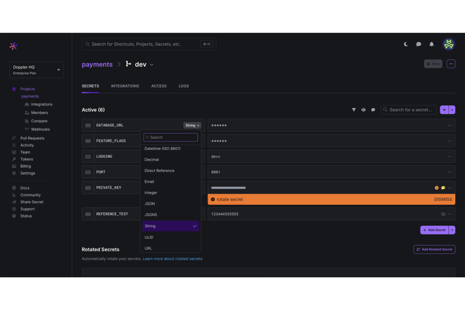 Doppler SecretOps Platform screenshot - 10 meilleures alternatives à HashiCorp Vault passées en revue en 2026