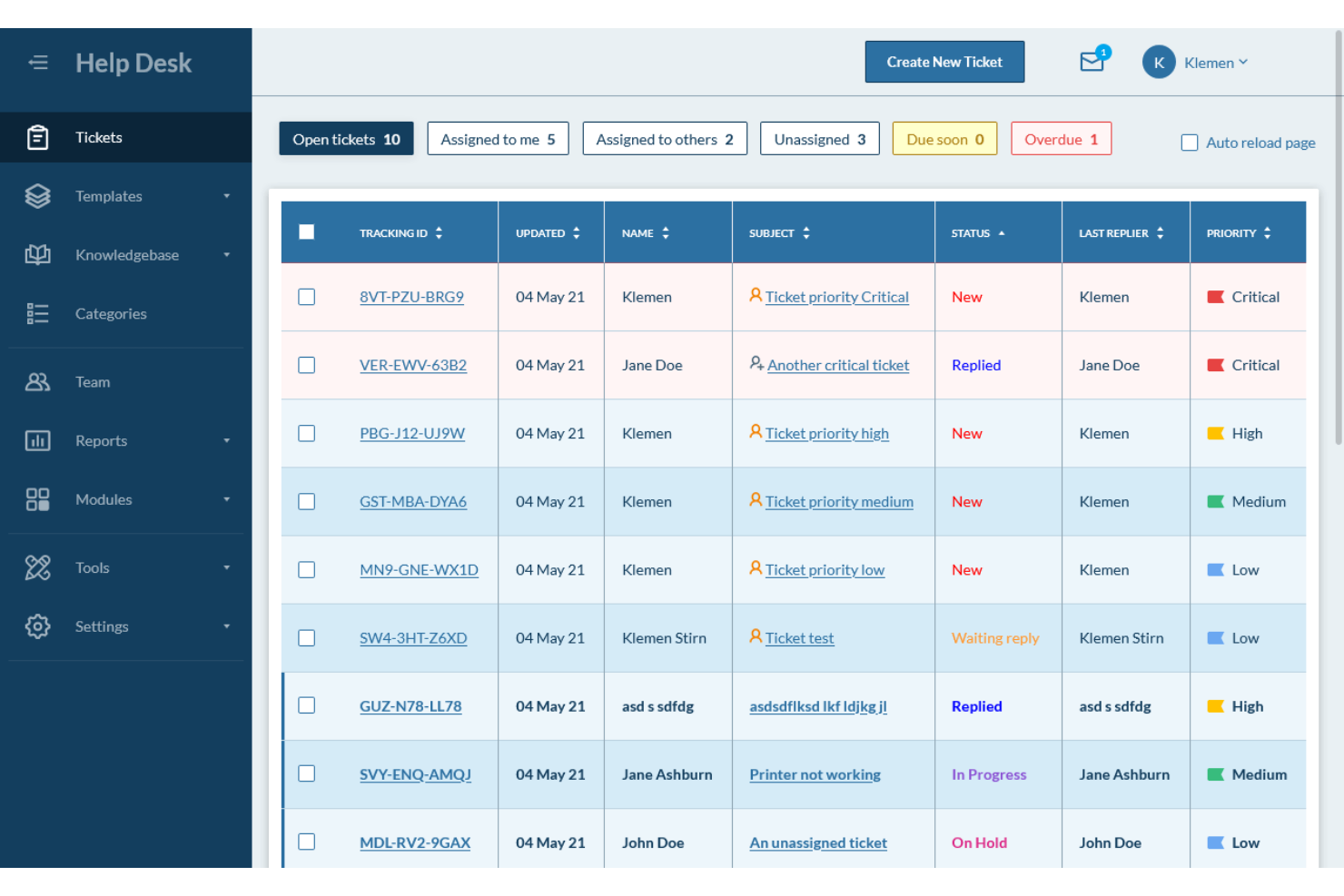 Hesk screenshot - 10 meilleurs logiciels de support client pour petites entreprises passés en revue en 2026