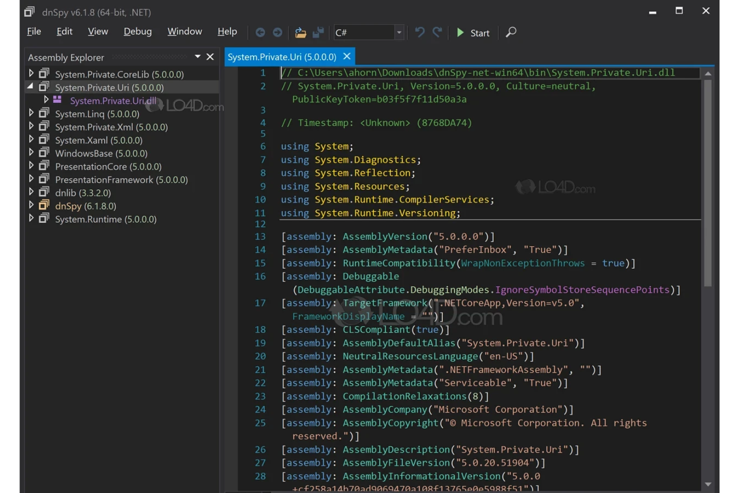 dnSpy screenshot - 10 meilleures alternatives à IDA Pro testées en 2026
