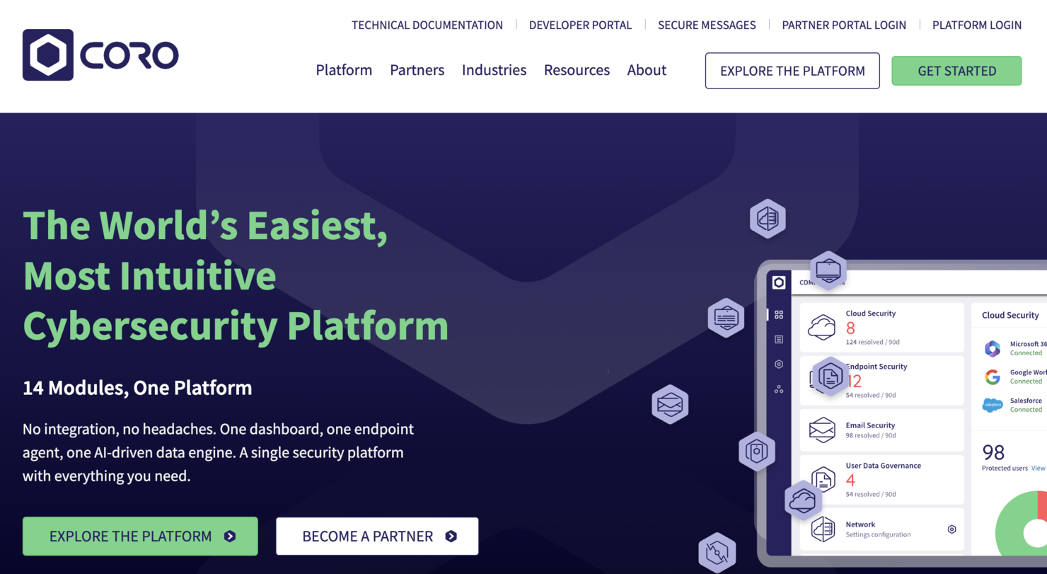 Coro screenshot - 10 meilleures entreprises de cybersécurité à Chicago évaluées en 2026