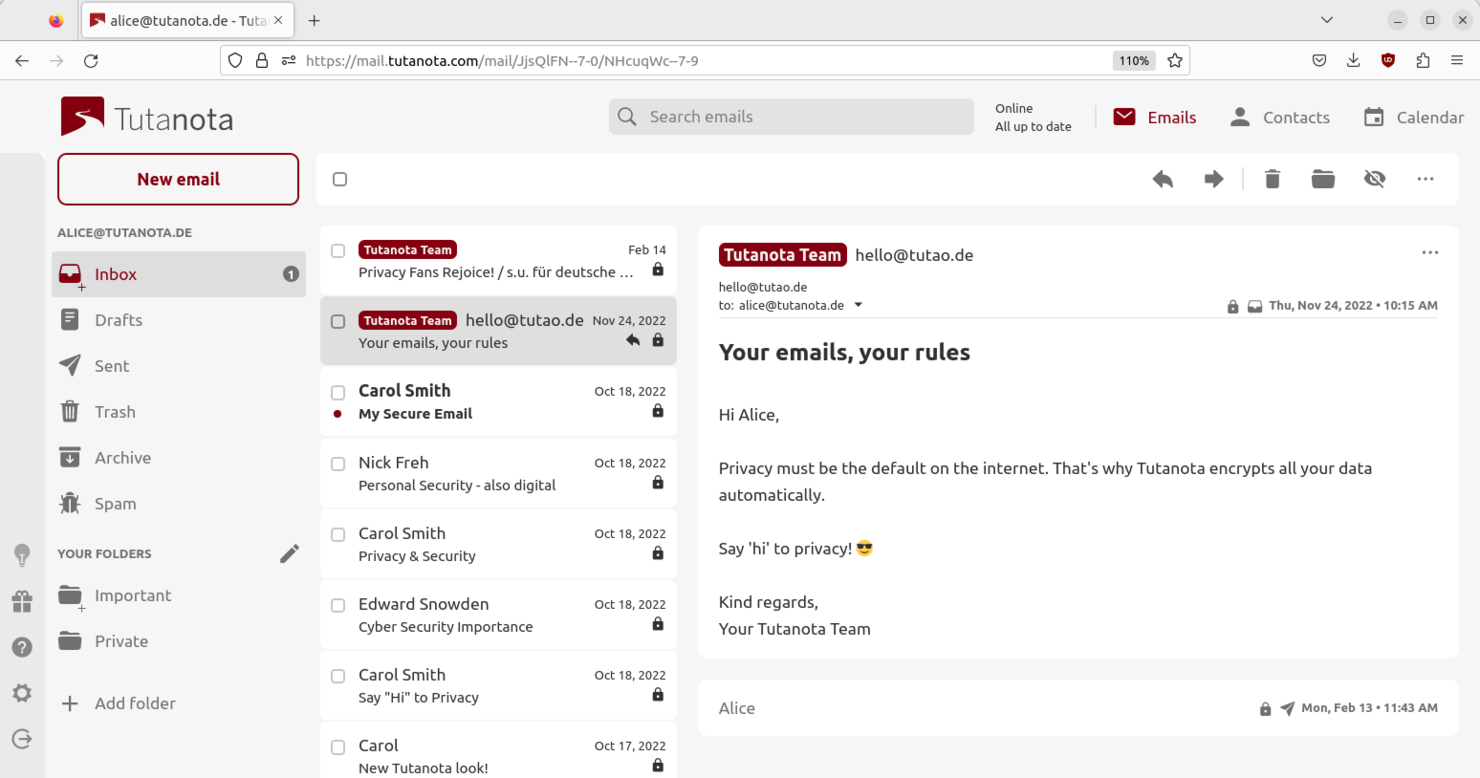 Tutanota screenshot - Top 10 des logiciels de chiffrement d’e-mails de 2026