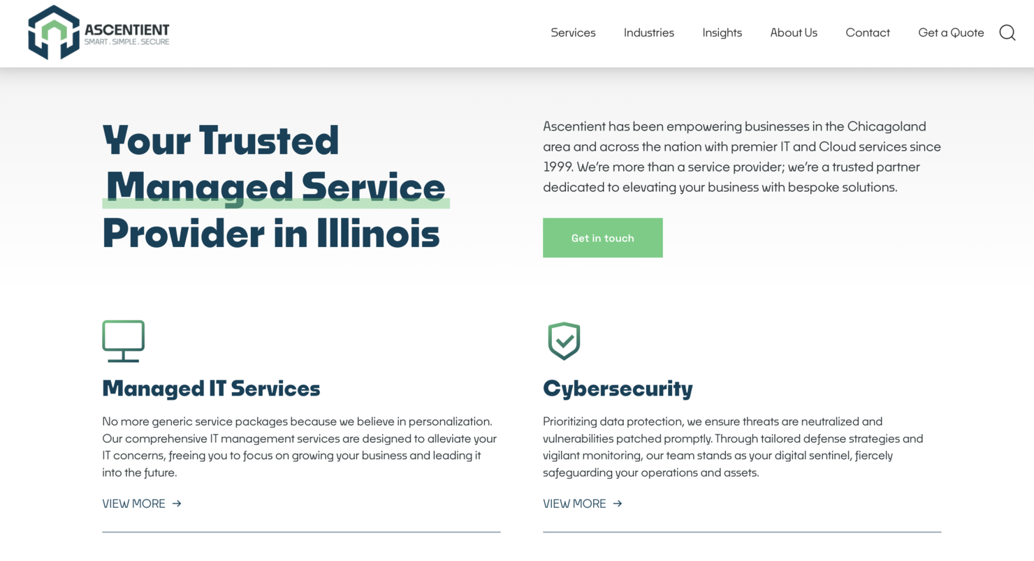 Ascentient screenshot - 10 Beste Cybersecurity-Unternehmen Chicago im Jahr 2026 bewertet
