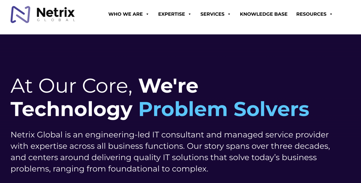 Netrix screenshot - 10 meilleurs services informatiques gérés à Chicago évalués en 2026