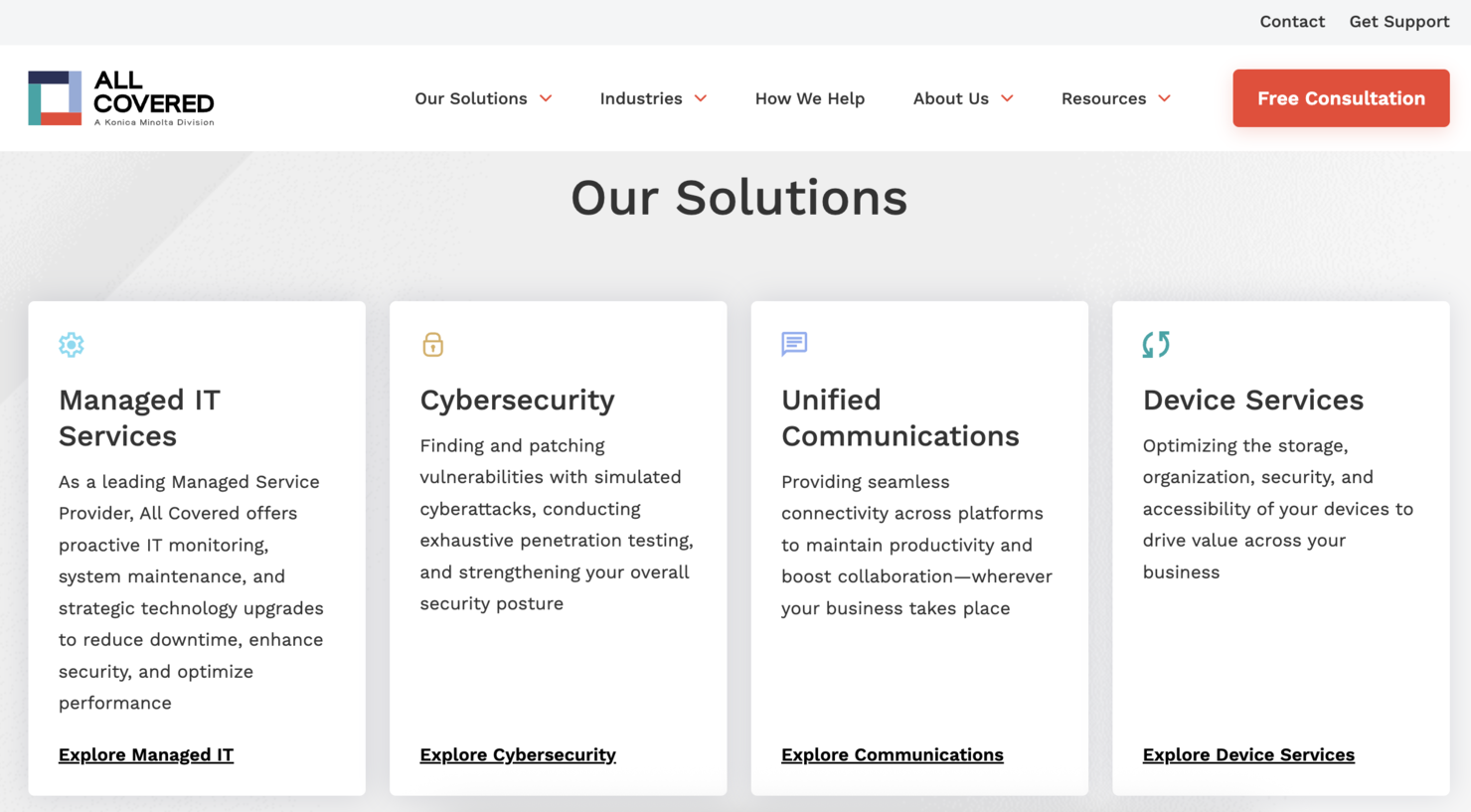 All Covered (Konica Minolta) screenshot - 10 meilleurs services informatiques gérés à Chicago évalués en 2026
