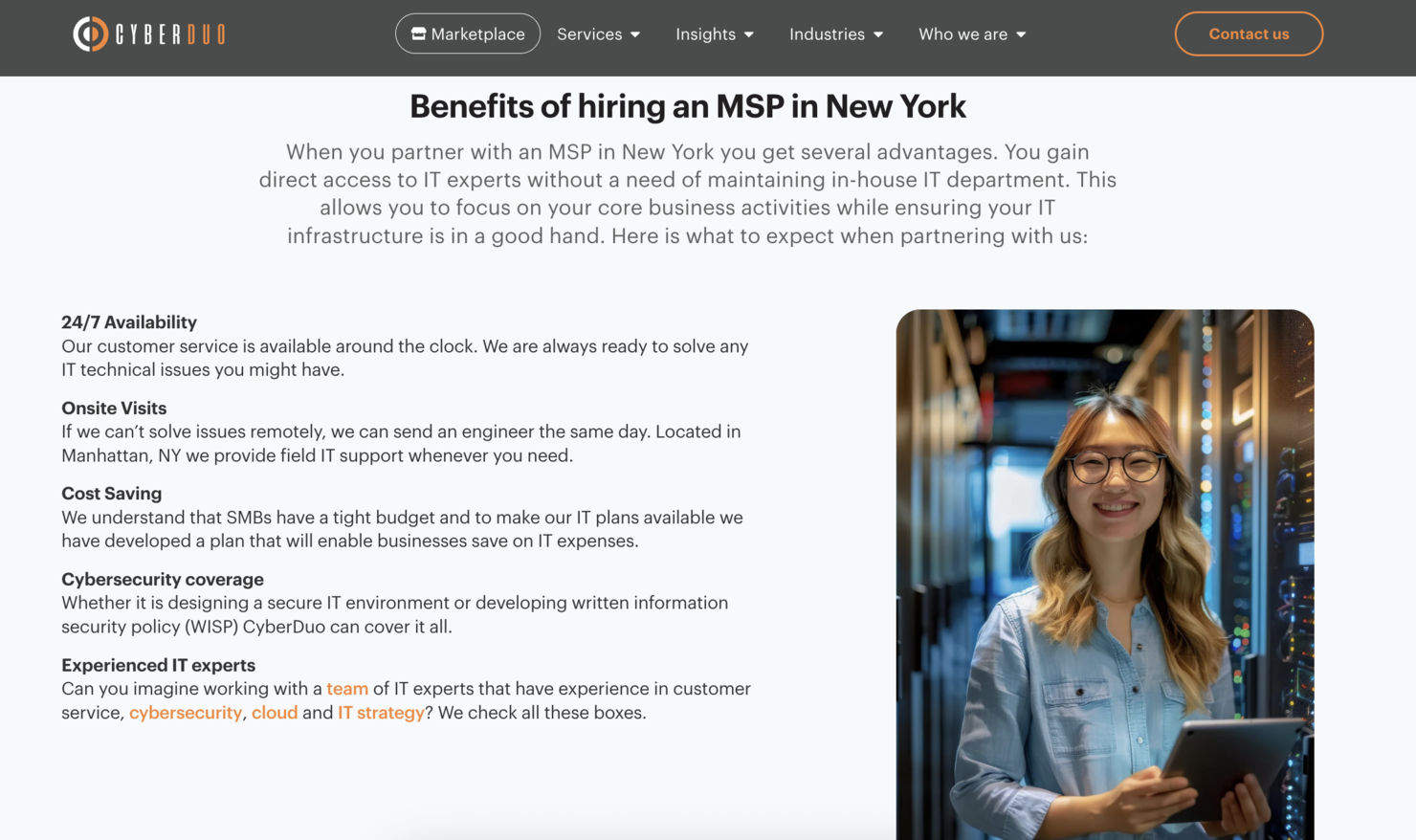 CyberDuo screenshot - 10 Meilleurs Services Informatiques Gérés à New York Passés en Revue en 2026