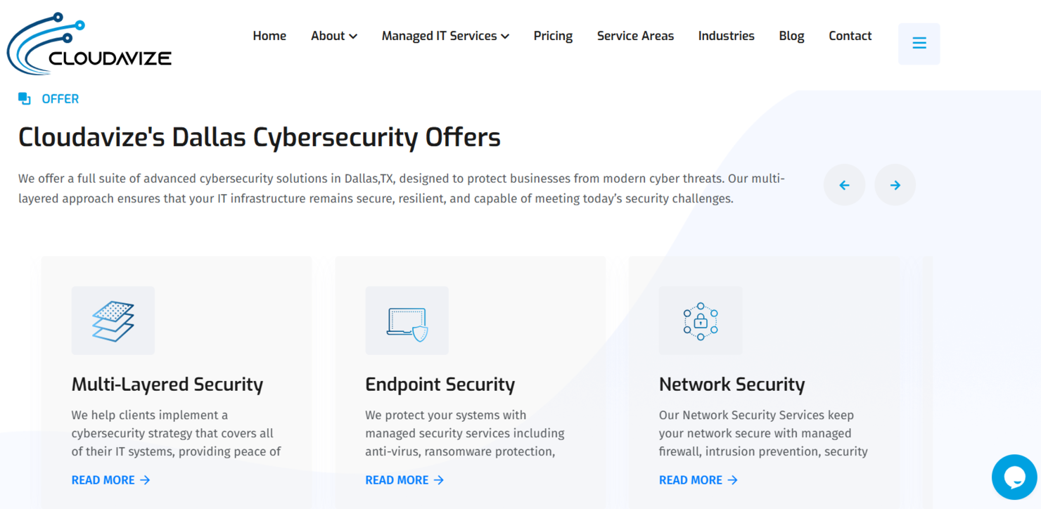 Cloudavize screenshot - 10 meilleures entreprises de cybersécurité à Dallas évaluées en 2026