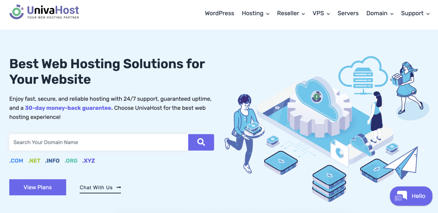 UnivaHost screenshot - 10 meilleurs services d’hébergement géré évalués en 2026