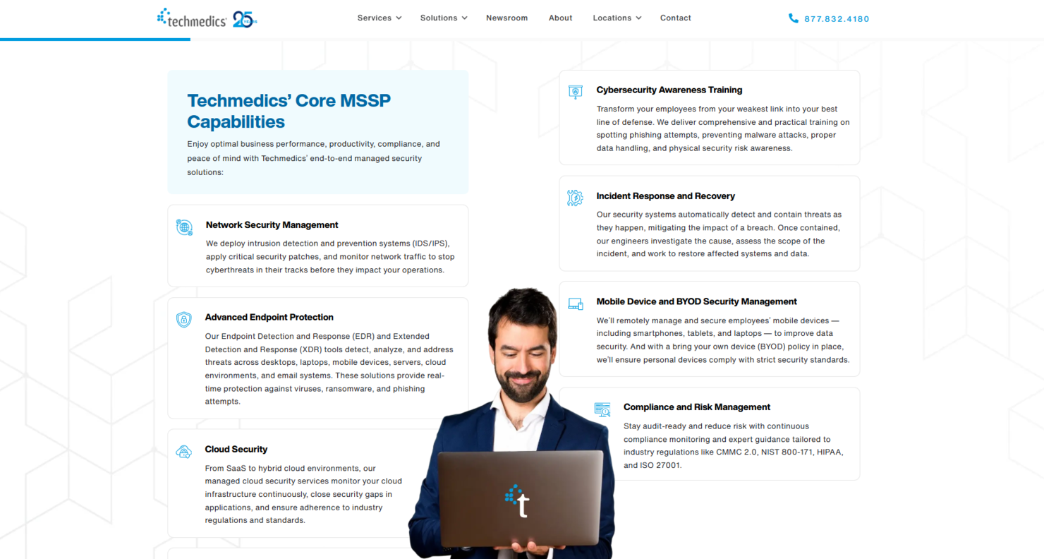 Techmedics screenshot - 10 meilleures entreprises de cybersécurité à Dallas évaluées en 2026