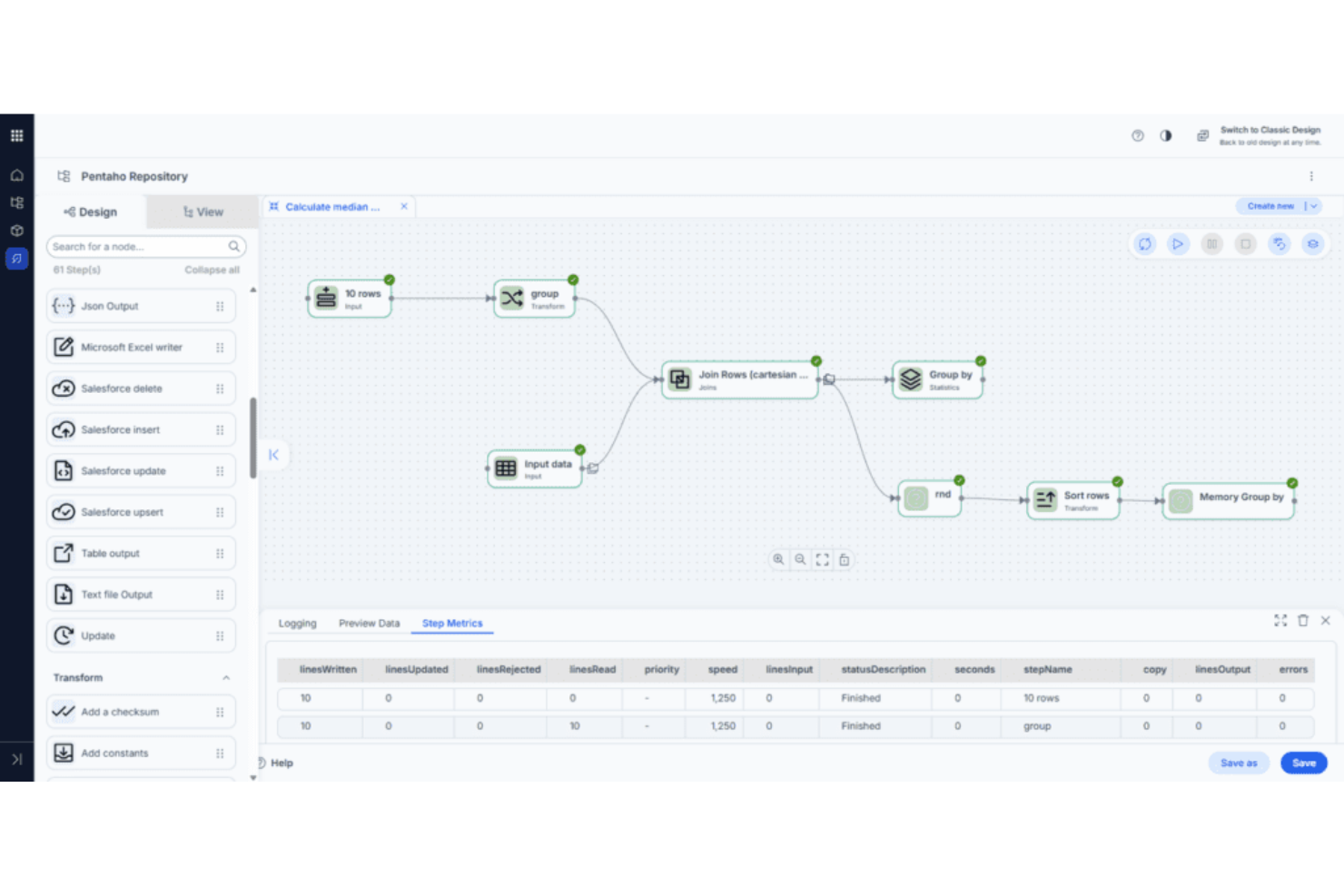 Pentaho Data Integration screenshot - 12 outils ETL d’entreprise sélectionnés pour 2026