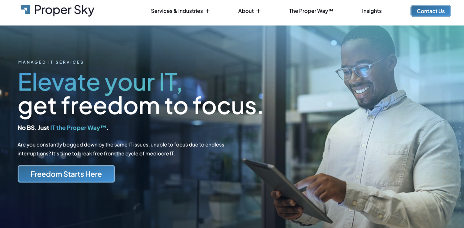 Proper Sky screenshot - 10 meilleurs fournisseurs de services gérés à Philadelphie examinés en 2026