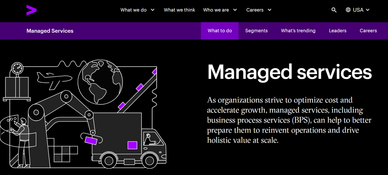 Accenture screenshot - 10 Meilleurs Plus Grands Fournisseurs de Services Gérés Passés en Revue en 2026