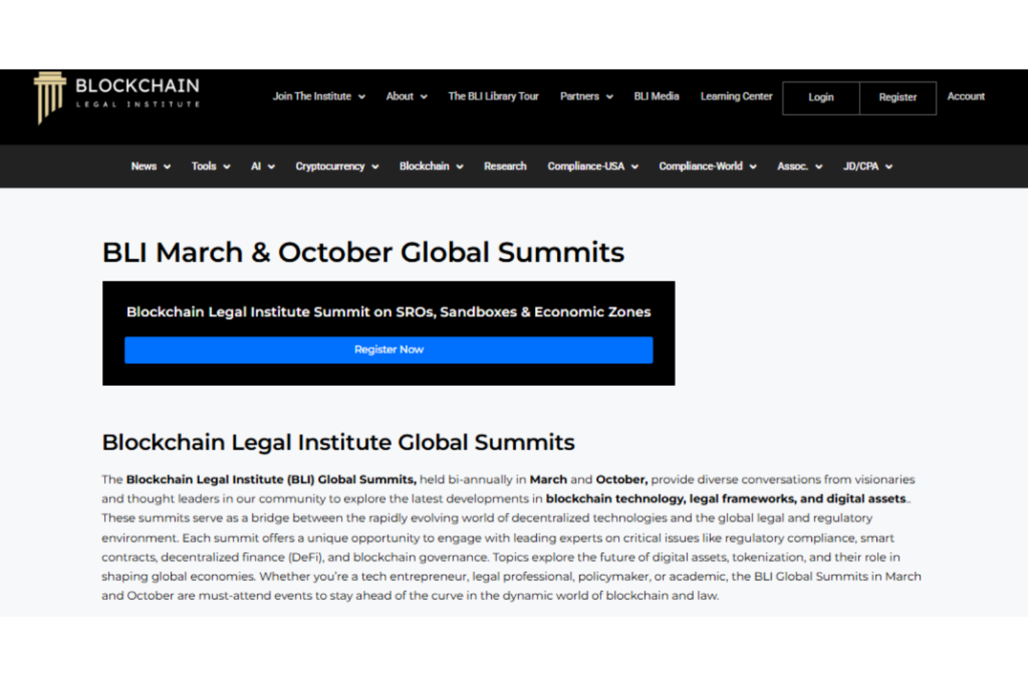Blockchain Legal Institute Global Summit screenshot - Die 10 besten Blockchain-Konferenzen 2025