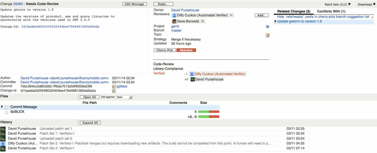 Gerrit screenshot - 10 meilleurs outils d’examen de code automatisé passés en revue en 2026