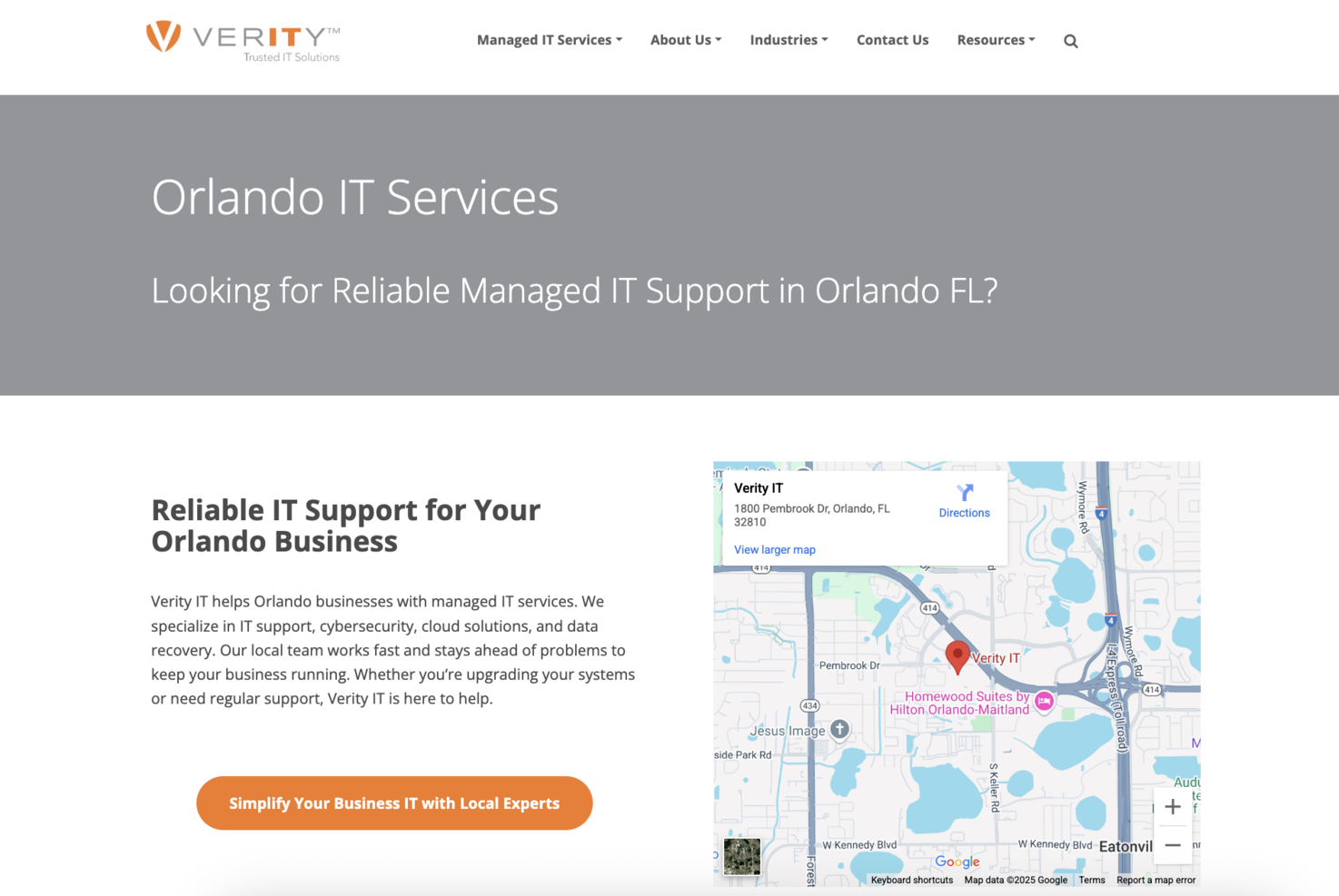 Verity IT screenshot - 10 Meilleurs Services Informatiques Gérés à Orlando Passés en Revue en 2026