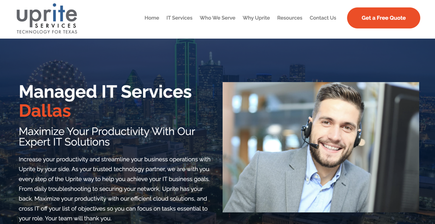 Uprite IT Services screenshot - 10 meilleurs services informatiques gérés à Dallas évalués en 2026