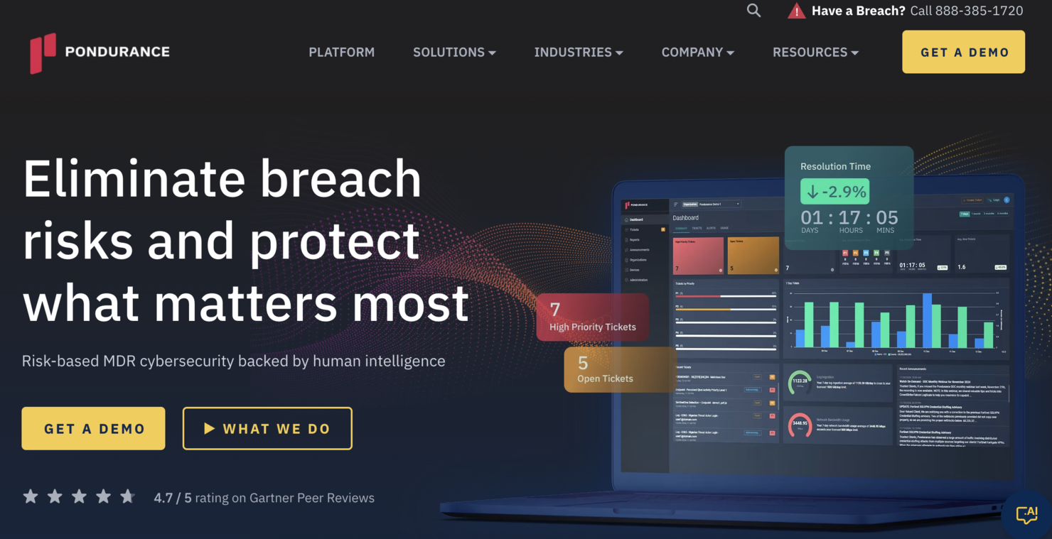 Pondurance screenshot - 1 beste Cyber-Incident-Response-Dienste im Test 2026
