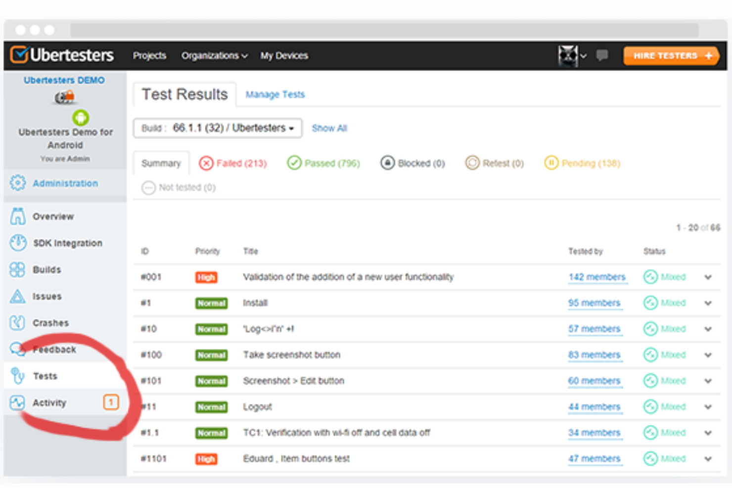 Ubertesters screenshot - 10 Meilleurs Logiciels de Gestion des Tests Bêta en 2026