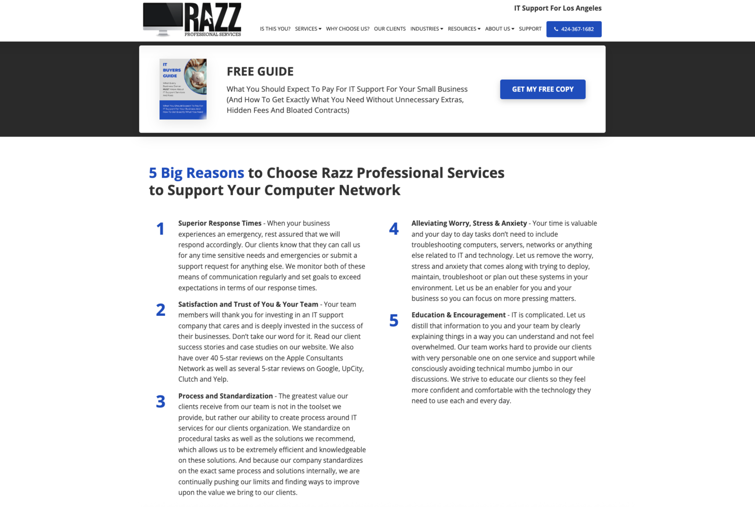 Razz Professional Services screenshot - 10 Meilleurs Fournisseurs de Services Gérés à Los Angeles Passés en Revue en 2026