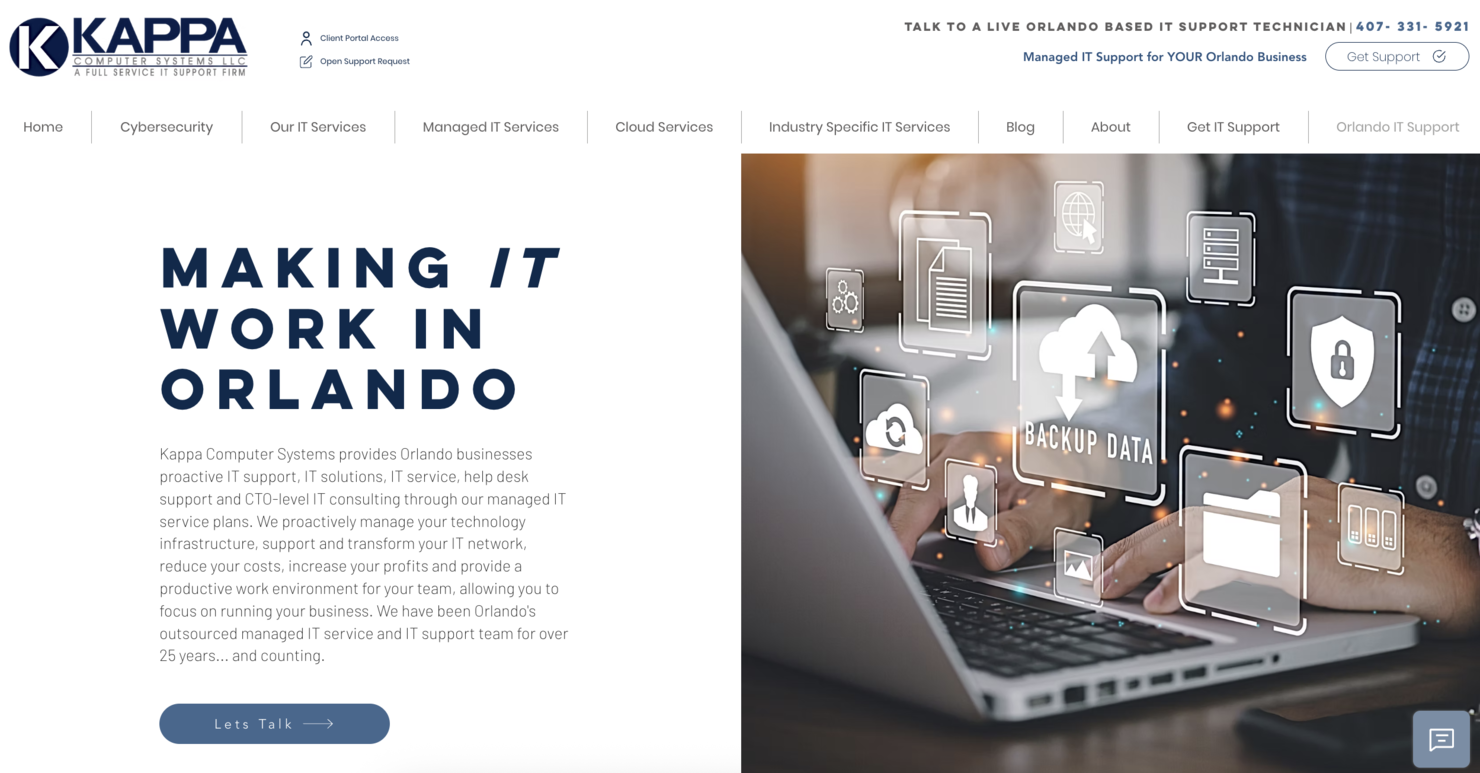 Kappa Computer Systems screenshot - 10 Meilleurs Services Informatiques Gérés à Orlando Passés en Revue en 2026