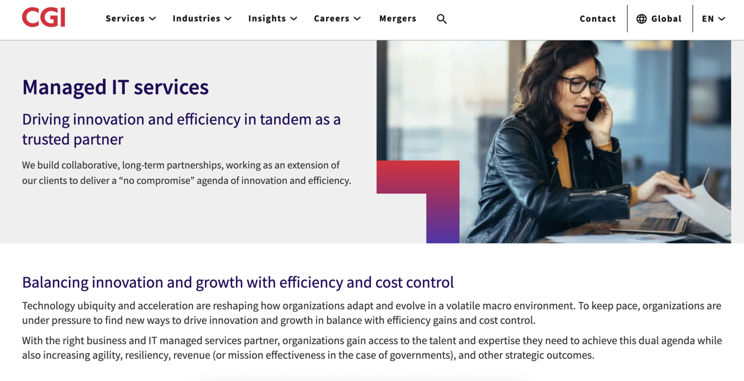 CGI screenshot - 10 Meilleurs Fournisseurs de Services Gérés d’Entreprise en 2026