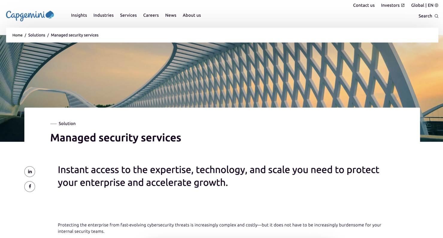 Capgemini screenshot - 10 beste Anbieter von verwalteten Unternehmensdiensten in 2026