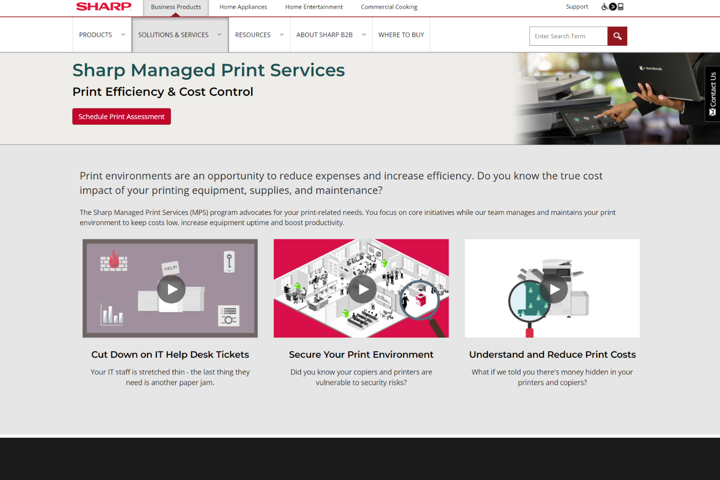 Sharp Managed Print Service screenshot - 10 fournisseurs de services d’impression gérés passés en revue en 2026