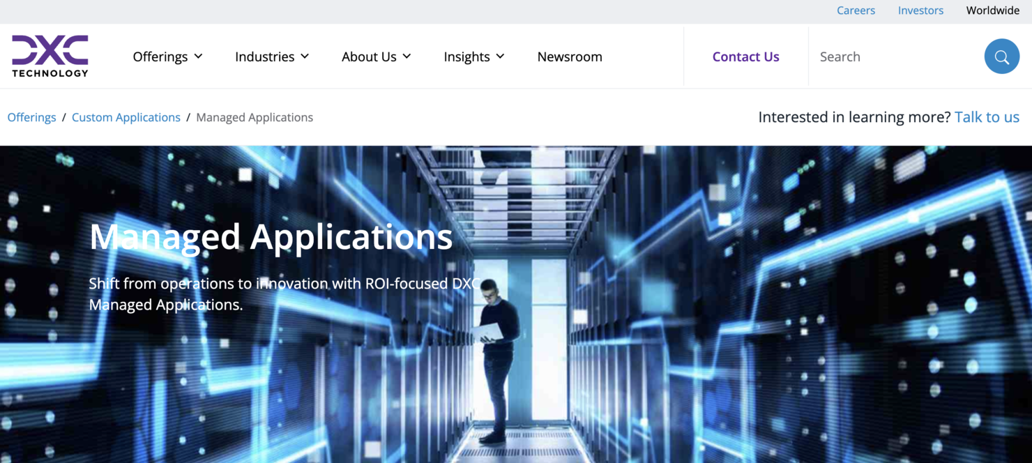 DXC Technology screenshot - 10 beste Anbieter für verwaltete Unternehmensdienstleistungen im Jahr 2026