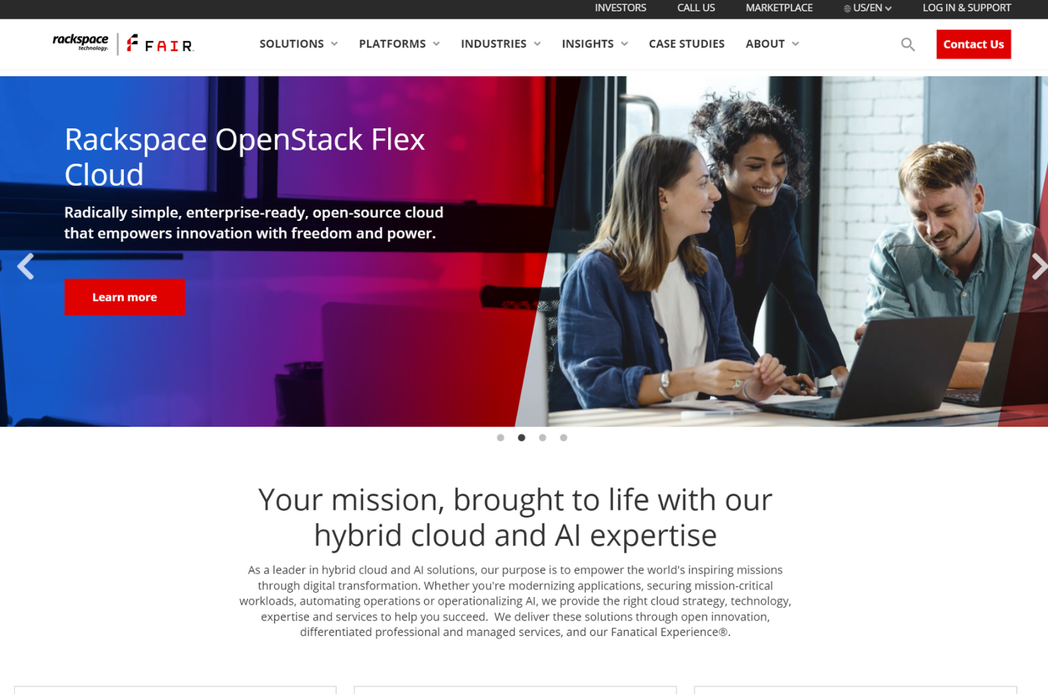 Rackspace Technology screenshot - 10 Meilleurs Fournisseurs de Services Gérés Passés en Revue en 2026