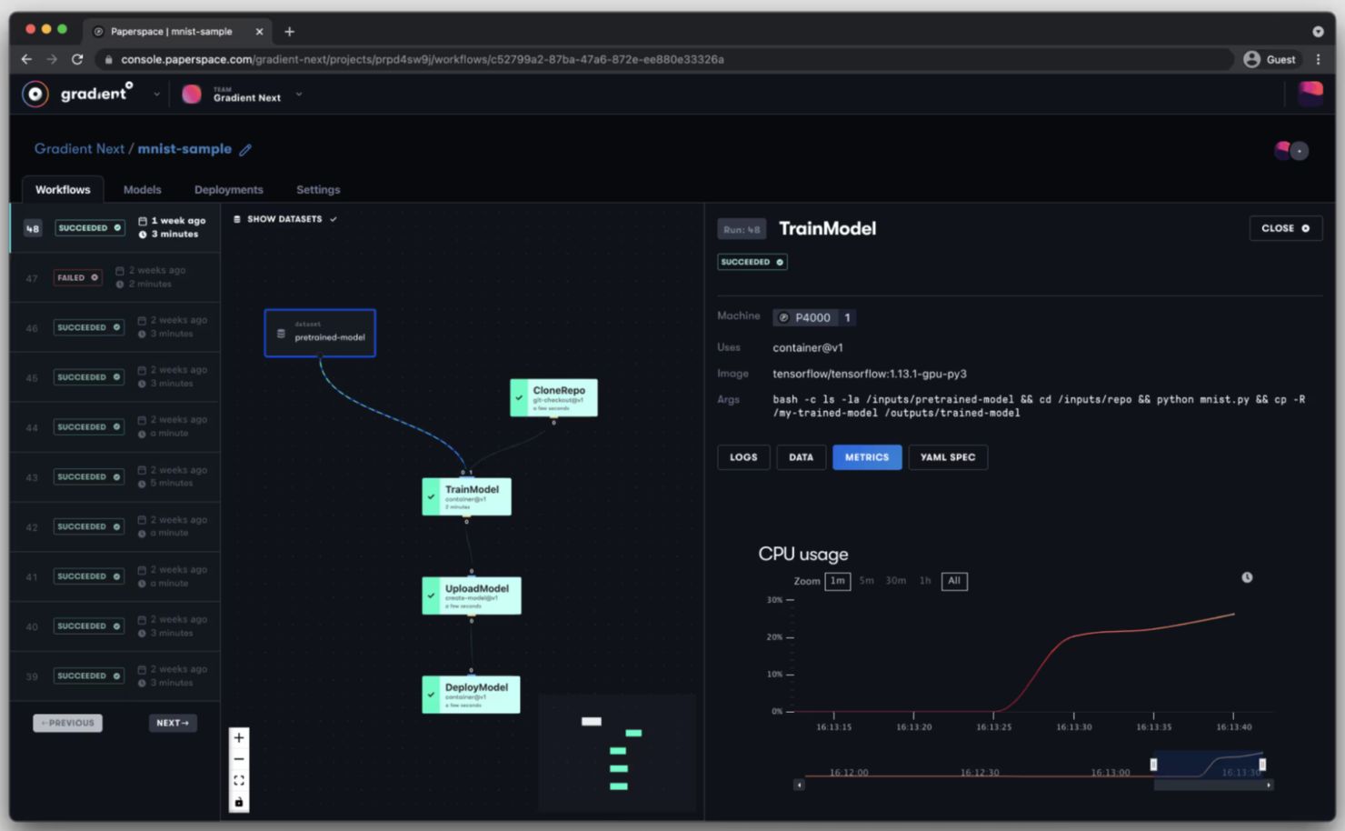 Paperspace screenshot - 10 Meilleurs Fournisseurs de Services Cloud Gérés Passés en Revue en 2026