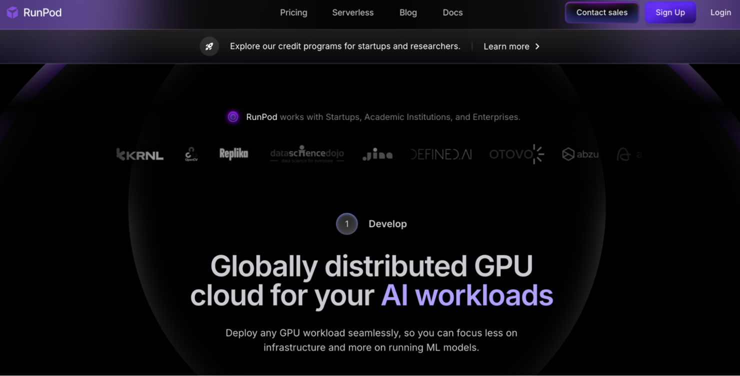 RunPod screenshot - 10 Meilleurs Fournisseurs de Services Cloud Gérés Passés en Revue en 2026
