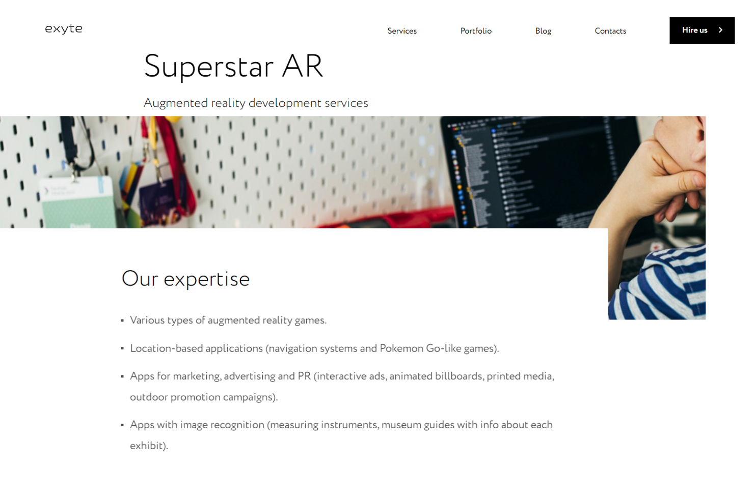 Exyte screenshot - 10 meilleures entreprises de développement d’applications AR passées en revue en 2026