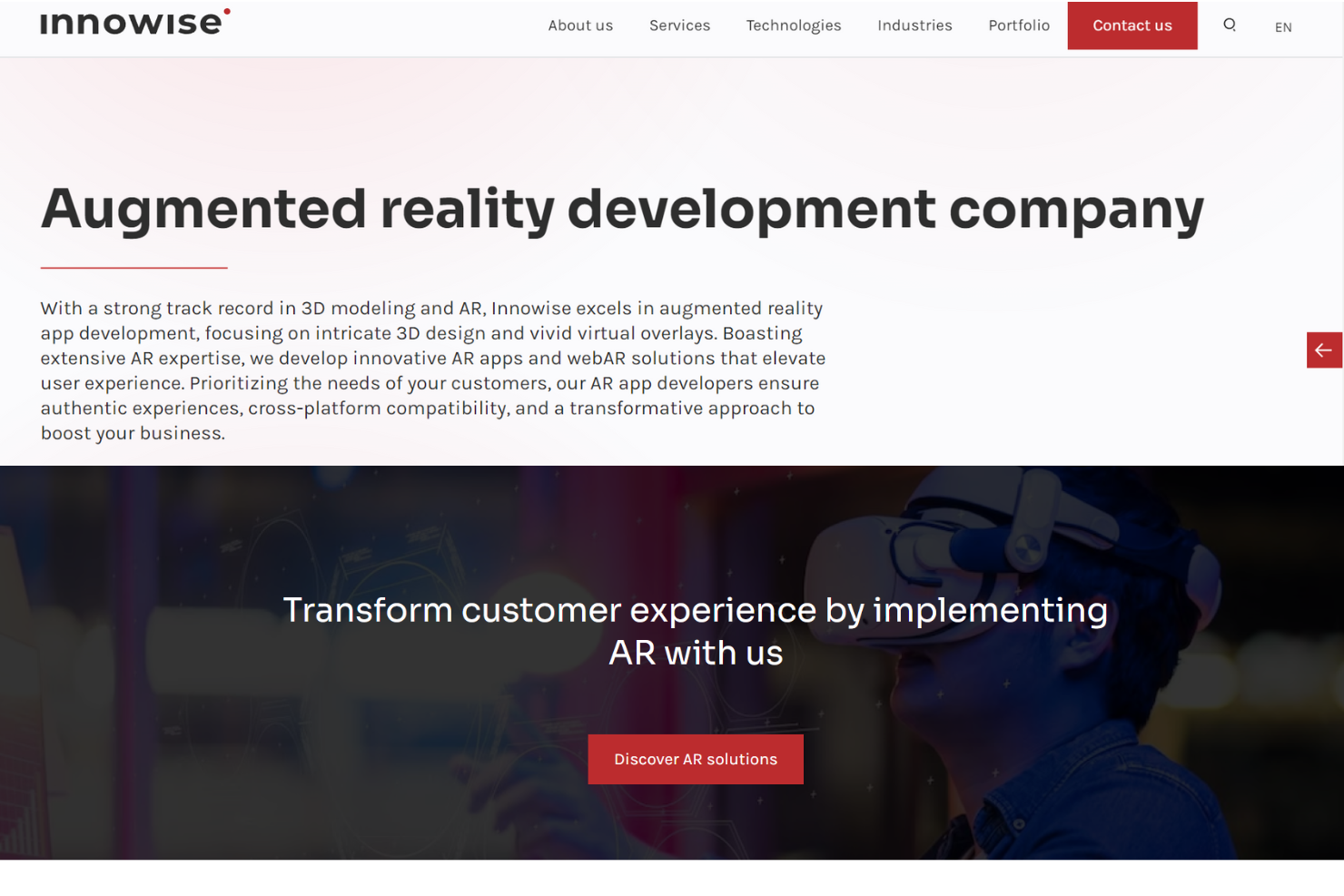 Innowise screenshot - 10 beste Unternehmen für die Entwicklung von AR-Apps im Jahr 2026 bewertet