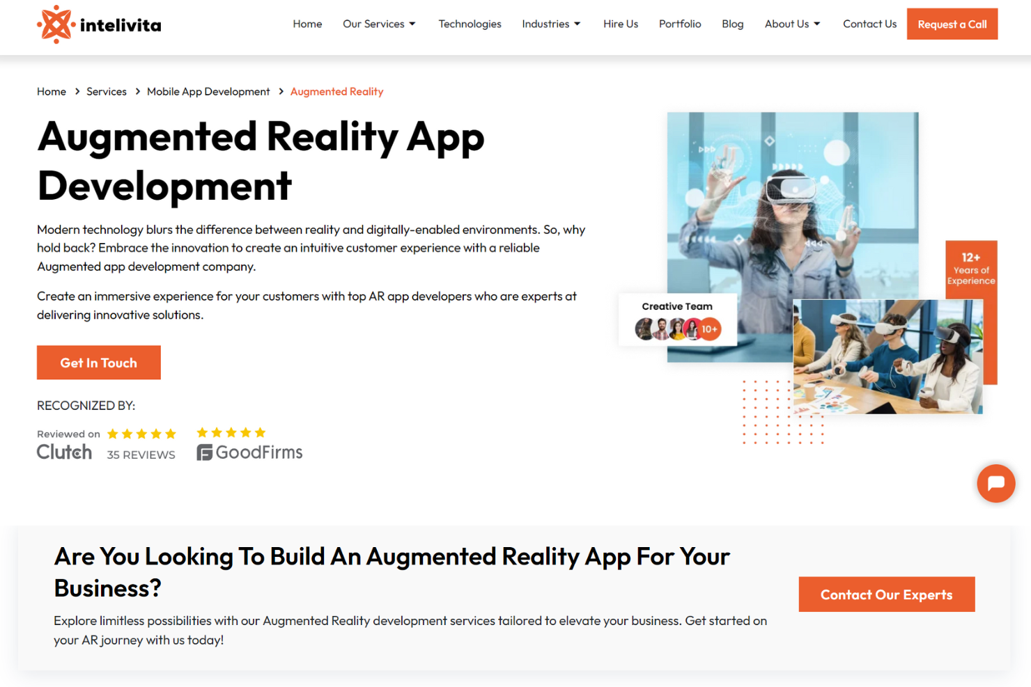 Intelivita screenshot - 10 meilleures entreprises de développement d’applications AR passées en revue en 2026