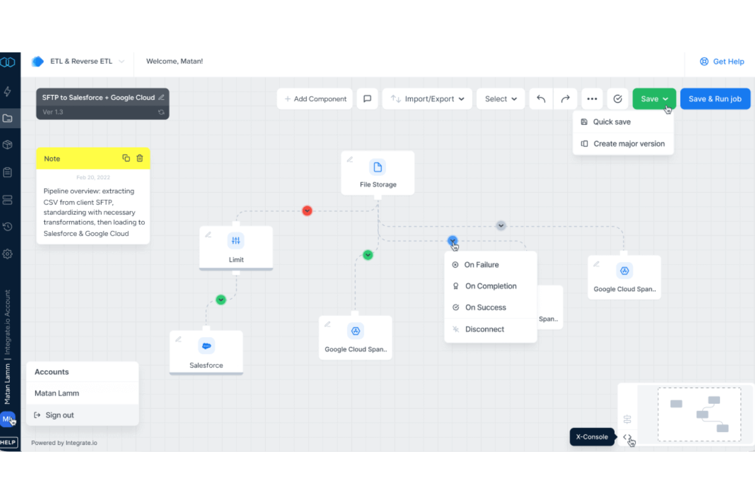 Integrate.io screenshot - 10 Meilleurs Logiciels de Cartographie de Données Passés en Revue en 2026