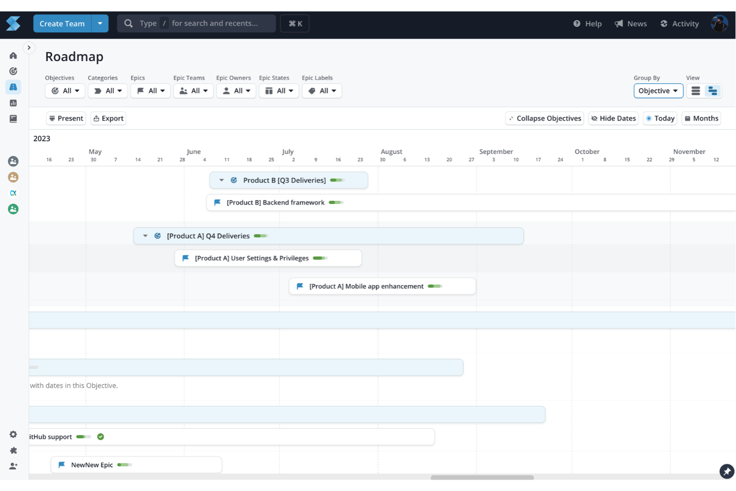 Shortcut screenshot - 10 meilleurs outils de développement logiciel Agile passés en revue en 2026