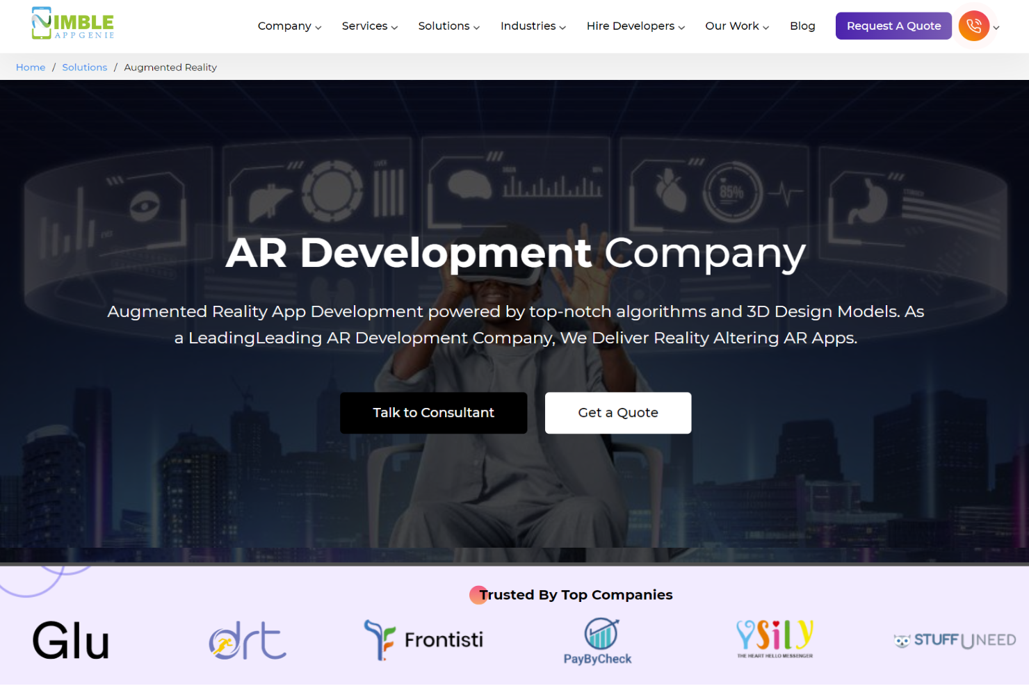Nimble AppGenie screenshot - 10 beste Unternehmen für die Entwicklung von AR-Apps im Jahr 2026 bewertet