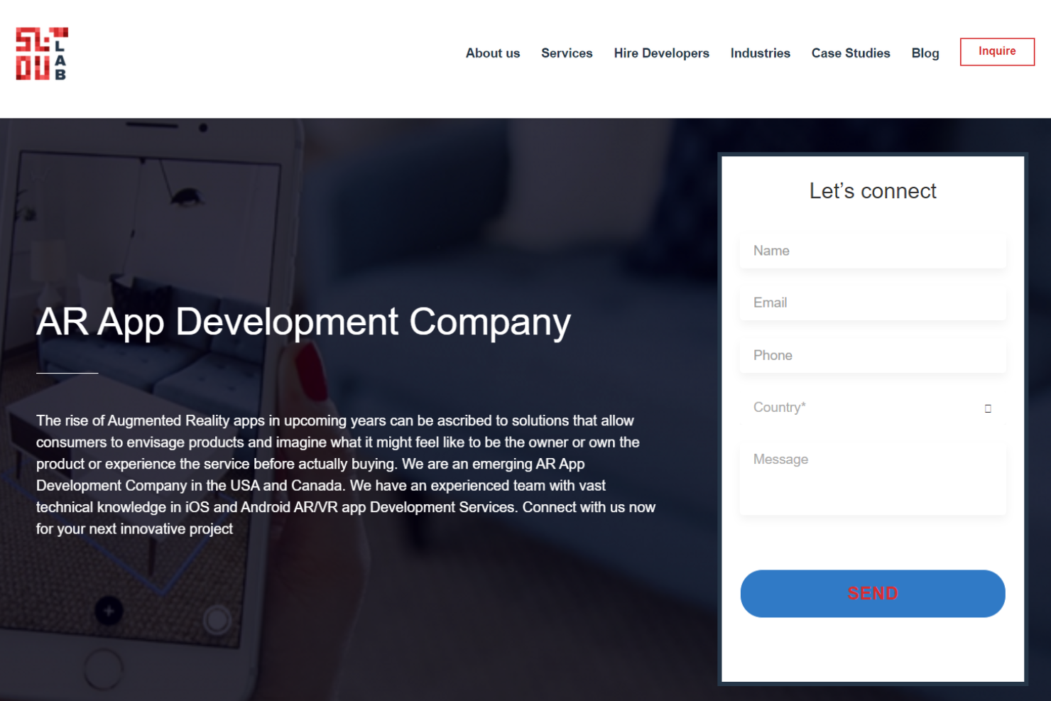 SoluLab screenshot - 10 meilleures entreprises de développement d’applications AR passées en revue en 2026