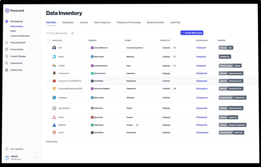 Transcend screenshot - 10 Beste Data Mapping Software Im Test 2026