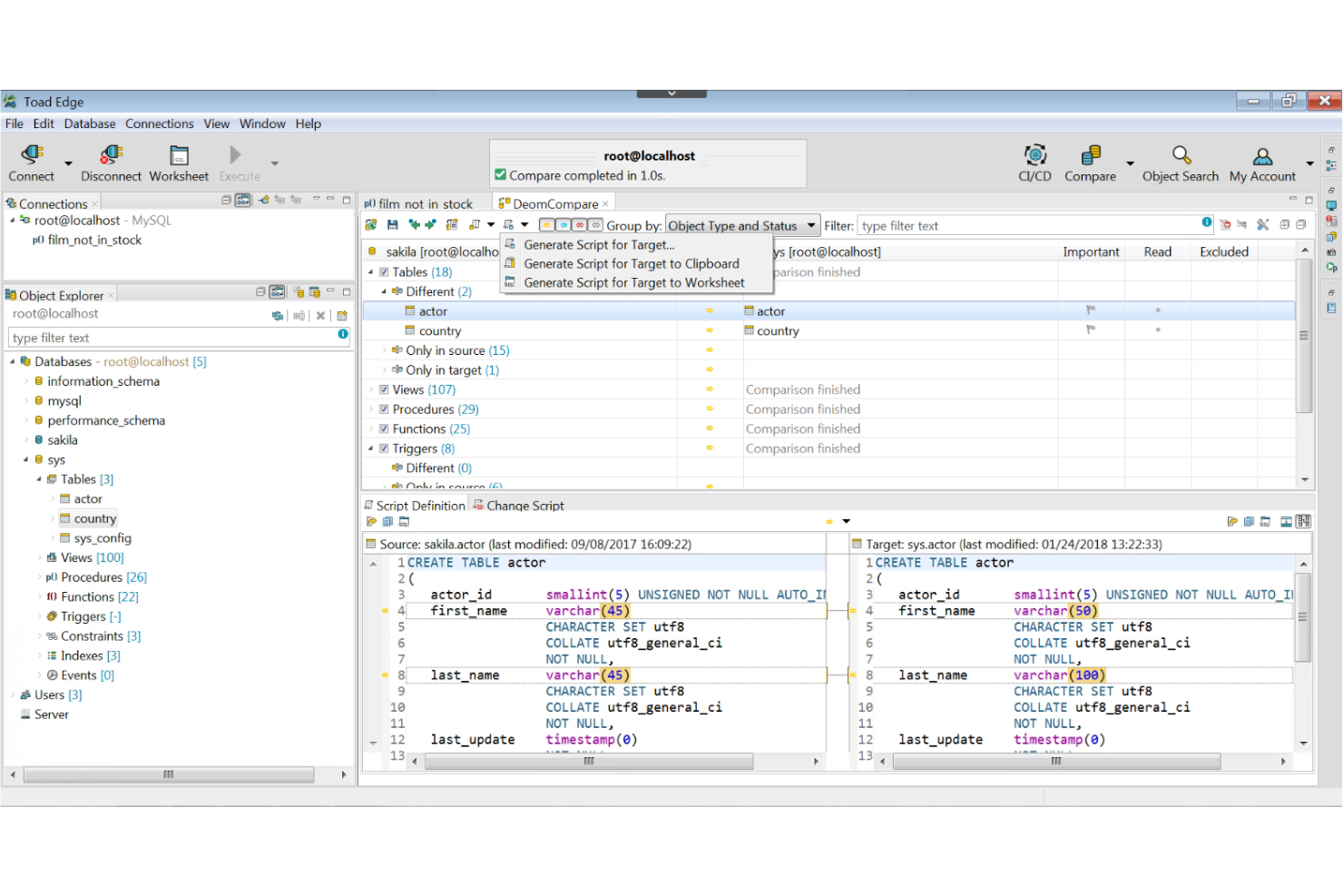 Toad Edge screenshot - 10 Beste Database DevOps Tools im Test 2026