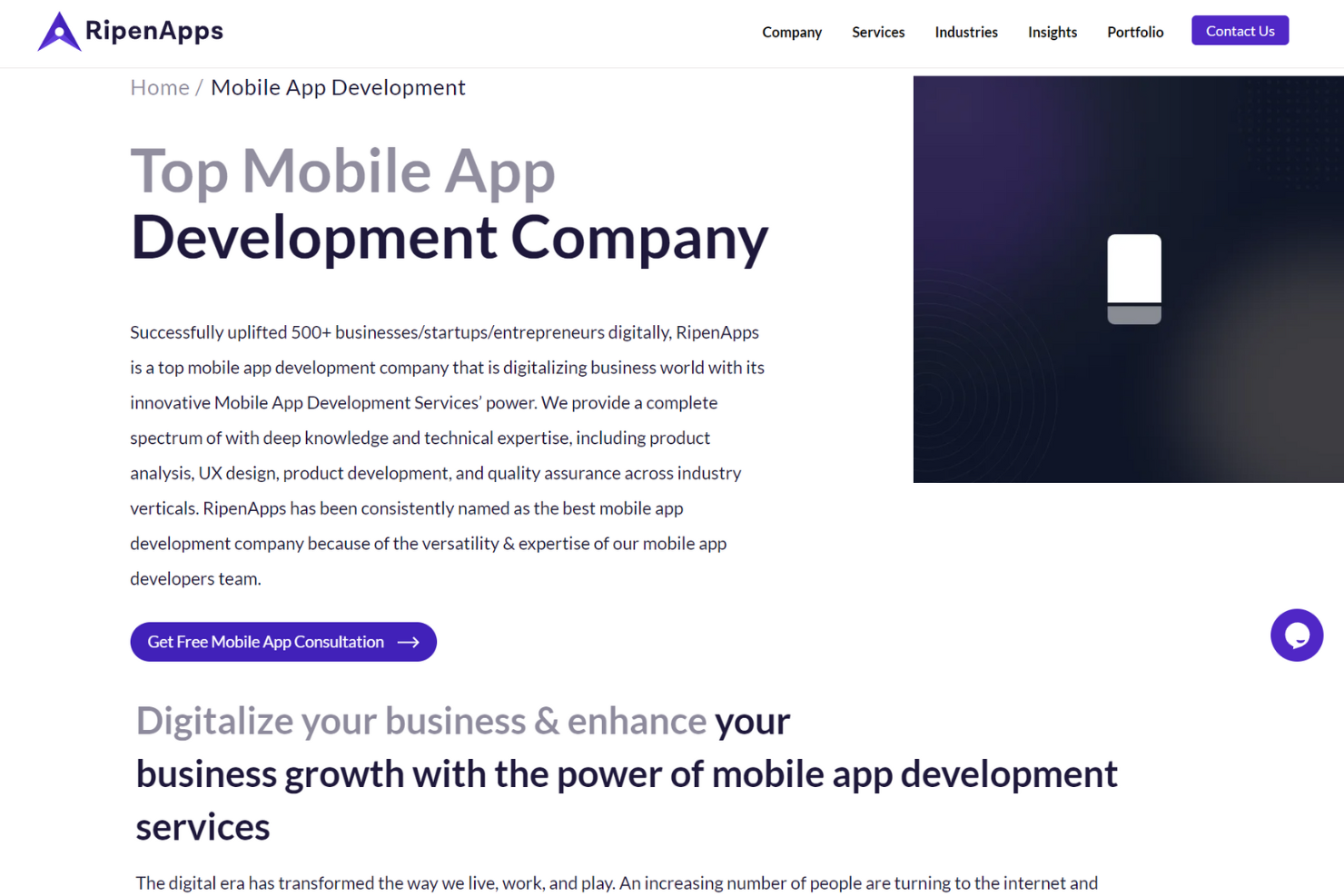 RipenApps screenshot - 10 meilleures entreprises de développement d’applications iPad examinées en 2026