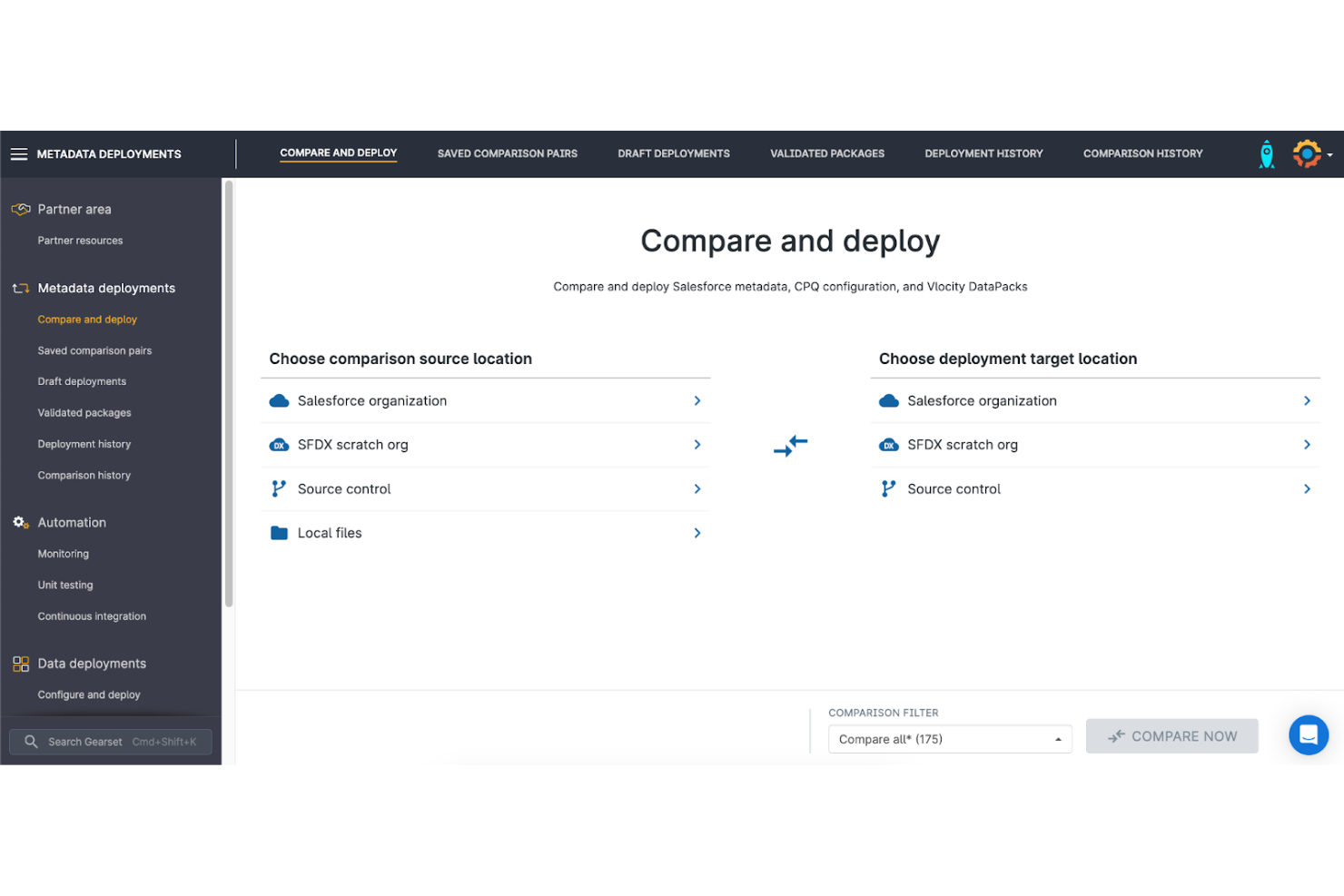 Gearset screenshot - 10 beste DevOps-Tools für Salesforce im Test 2026