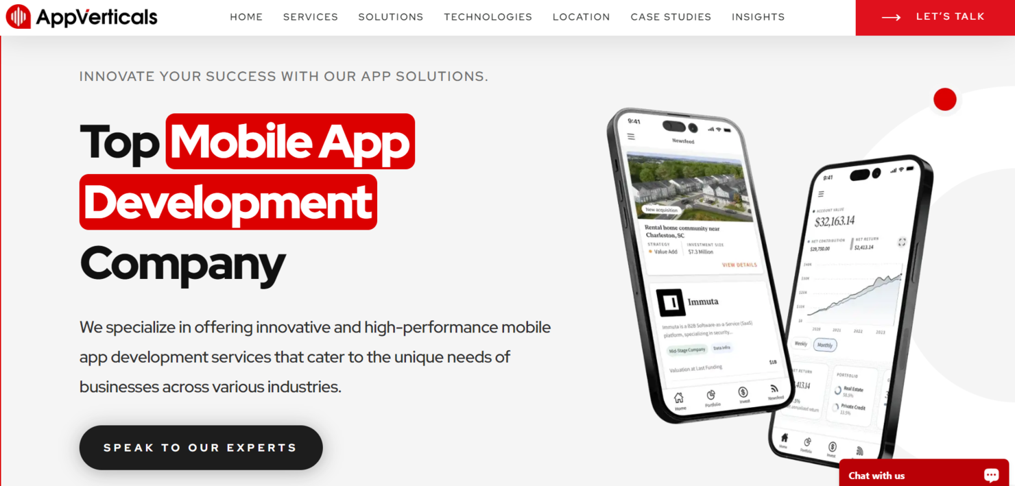 AppVerticals screenshot - 10 Beste Individuelle Mobile App-Entwicklungsfirmen im Jahr 2026