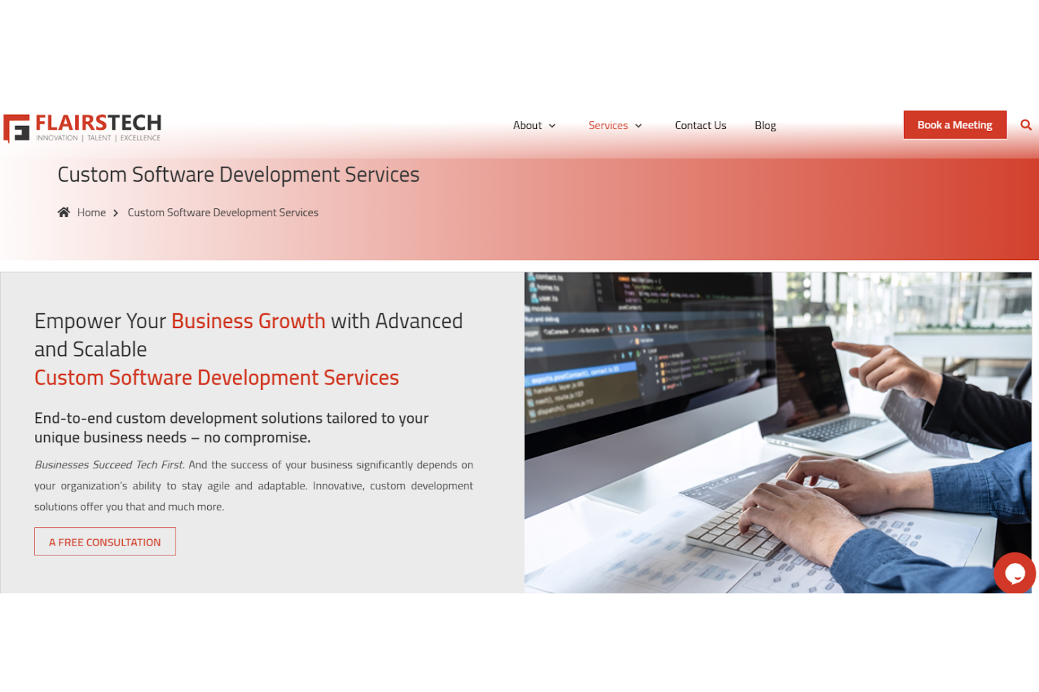 FlairsTech screenshot - 10 meilleures entreprises de développement de logiciels sur mesure en 2026