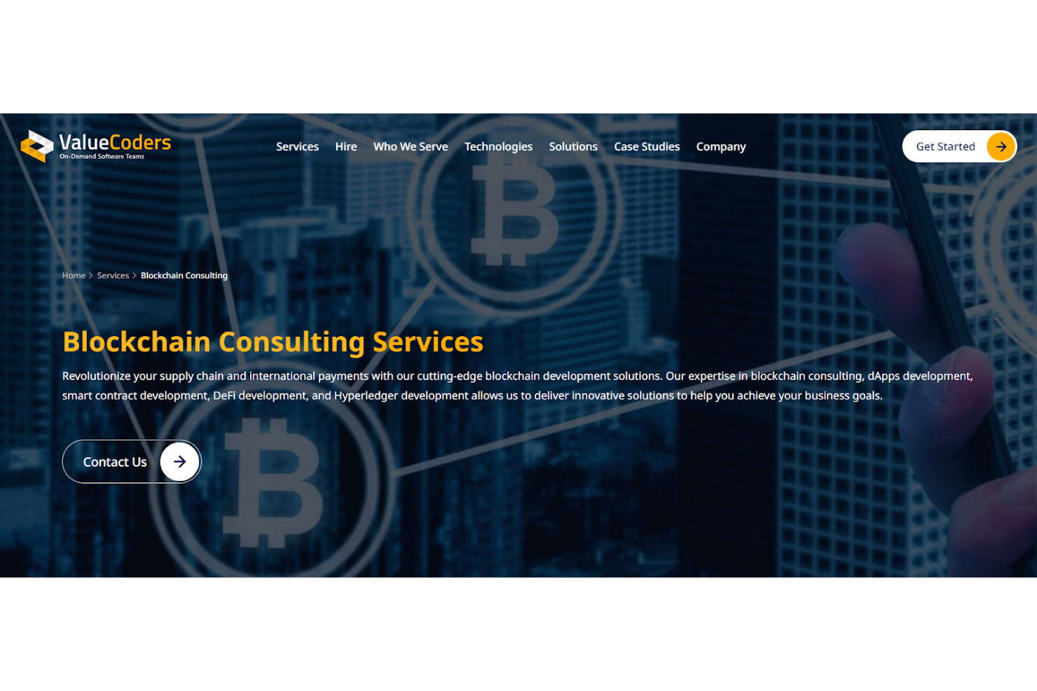 ValueCoders screenshot - 10 meilleurs services de conseil en blockchain évalués en 2026