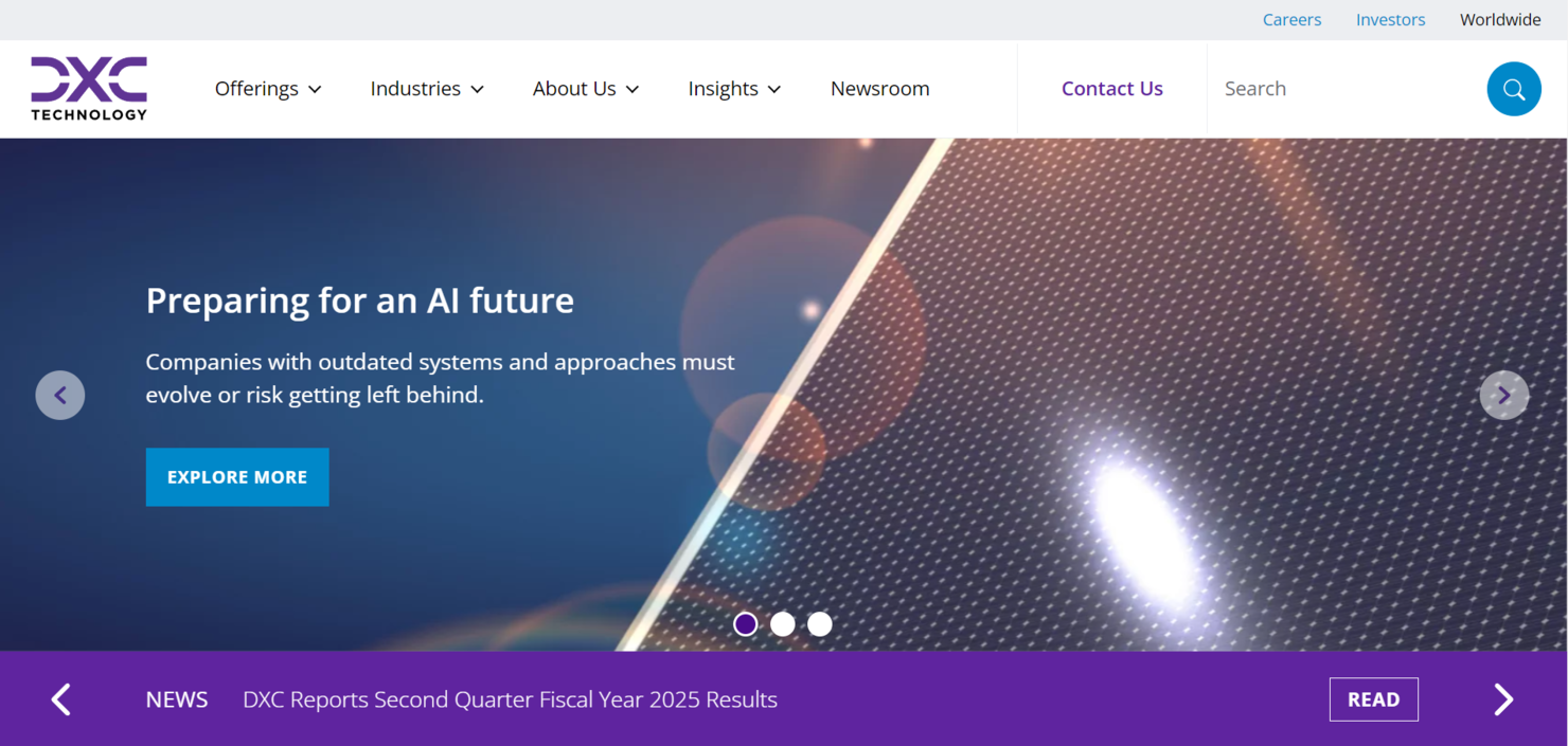 DXC Technology screenshot - 10 beste IT-Outsourcing-Agenturen im Test 2026