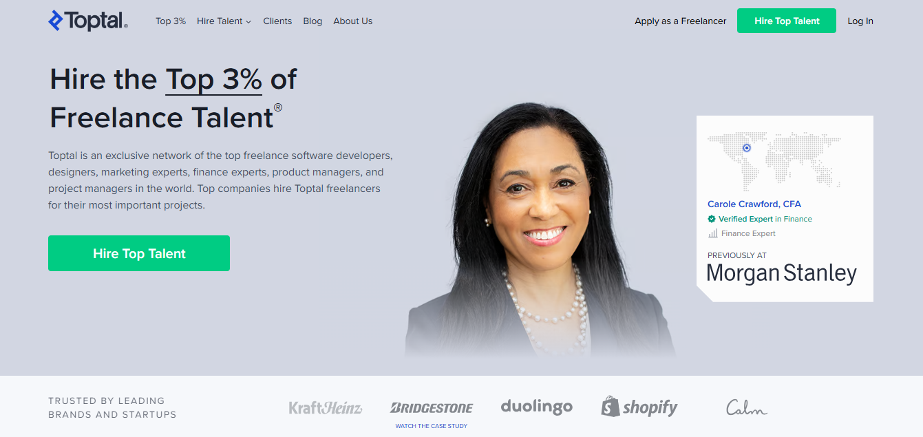 Toptal screenshot - 10 meilleures entreprises de développement logiciel évaluées en 2026