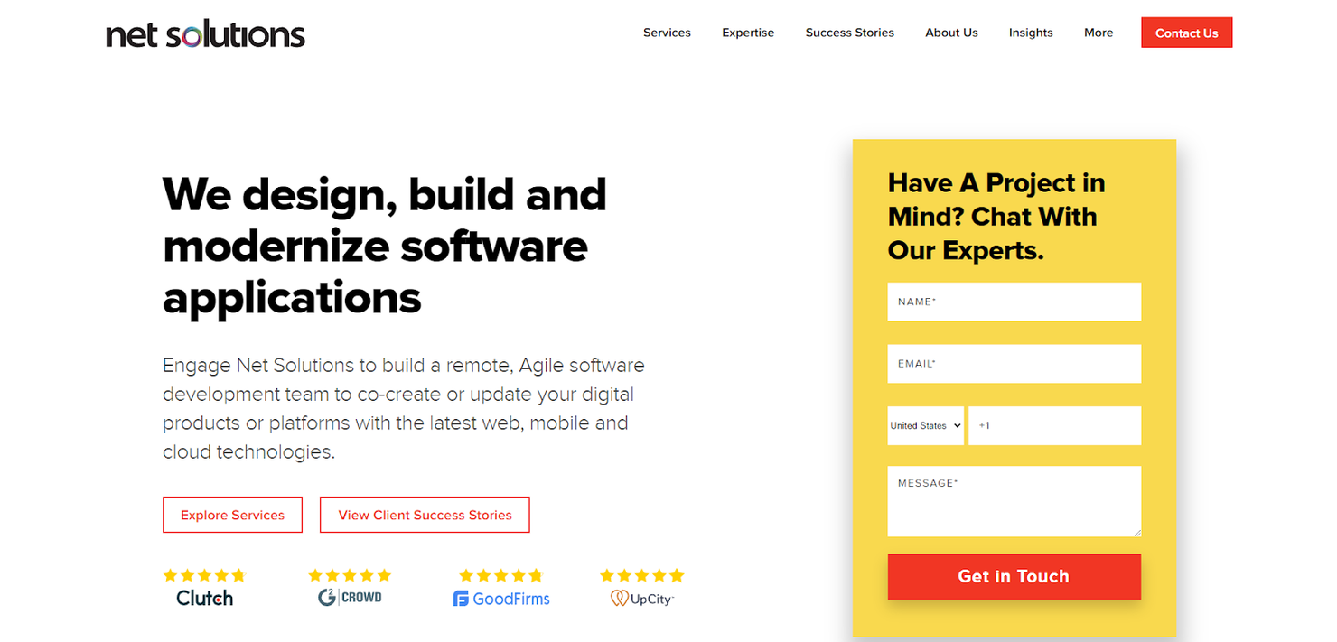 Net Solutions screenshot - 10 beste Unternehmen für die Entwicklung mobiler Apps im Test 2026