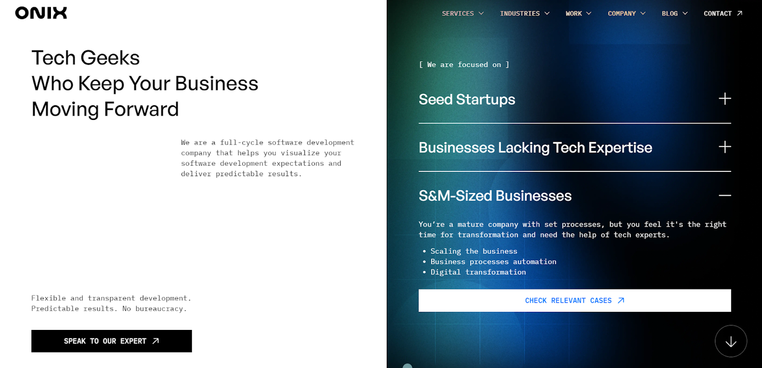ONIX screenshot - 10 beste Unternehmen für die Entwicklung mobiler Apps im Test 2026