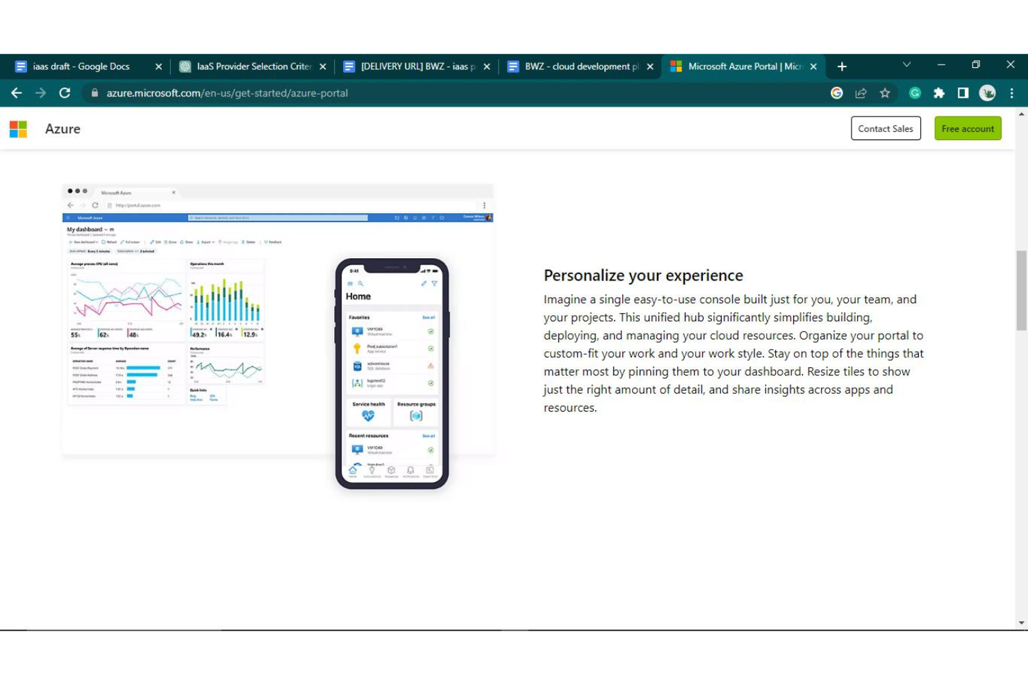 Microsoft Azure screenshot - 10 meilleurs fournisseurs IaaS pour externaliser votre infrastructure 2026