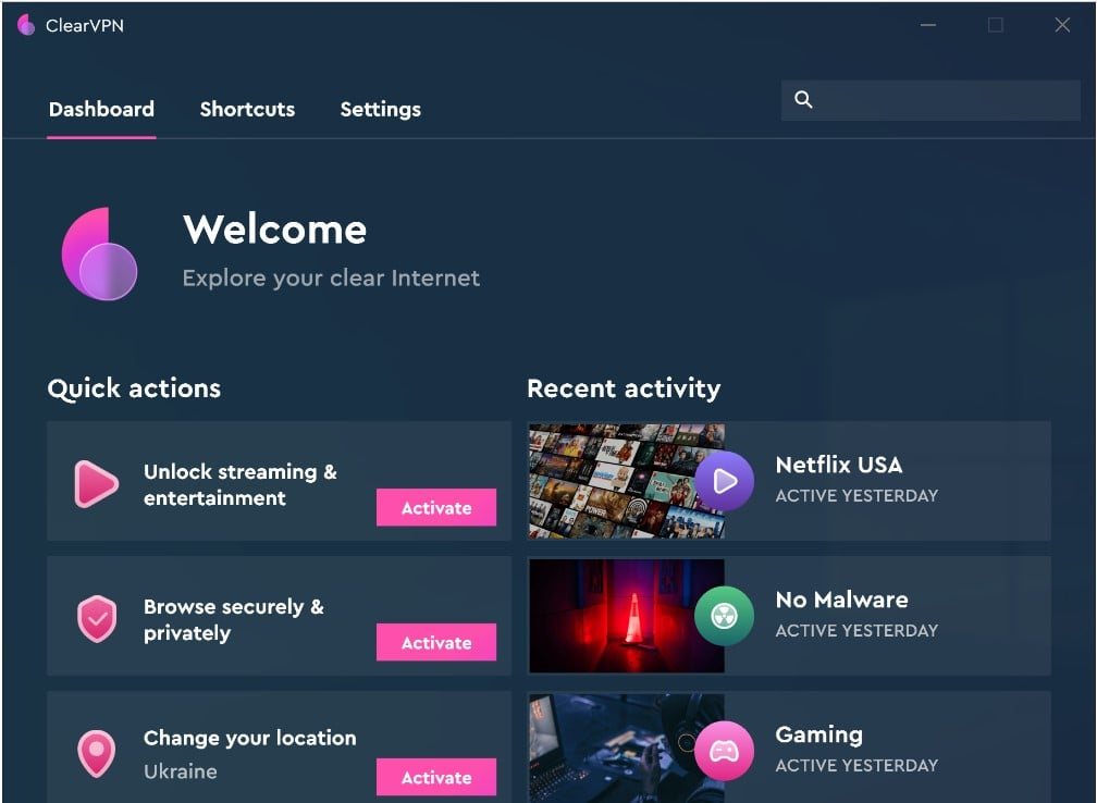 ClearVPN screenshot - Leitfaden zu den 10 besten VPN-Software-Lösungen 2026